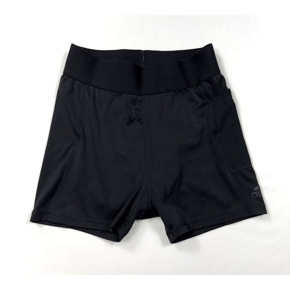 Adidas TechFit black women's compression shorts high waistband side pocket Sz S